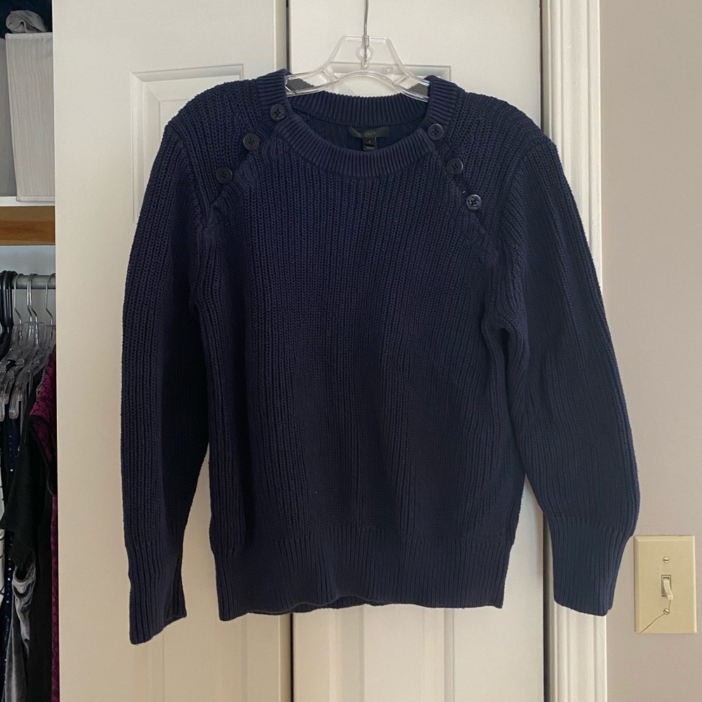 JCrew Navy Blue Cotton Sweater with Buttons